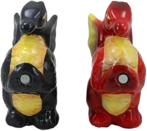 Miniatura 4 de Ebros Gift Juego de cocteleras de cerámica con diseño de dragones de fuego rojo y humo negro, juego de salero y pimentero, como decoración de