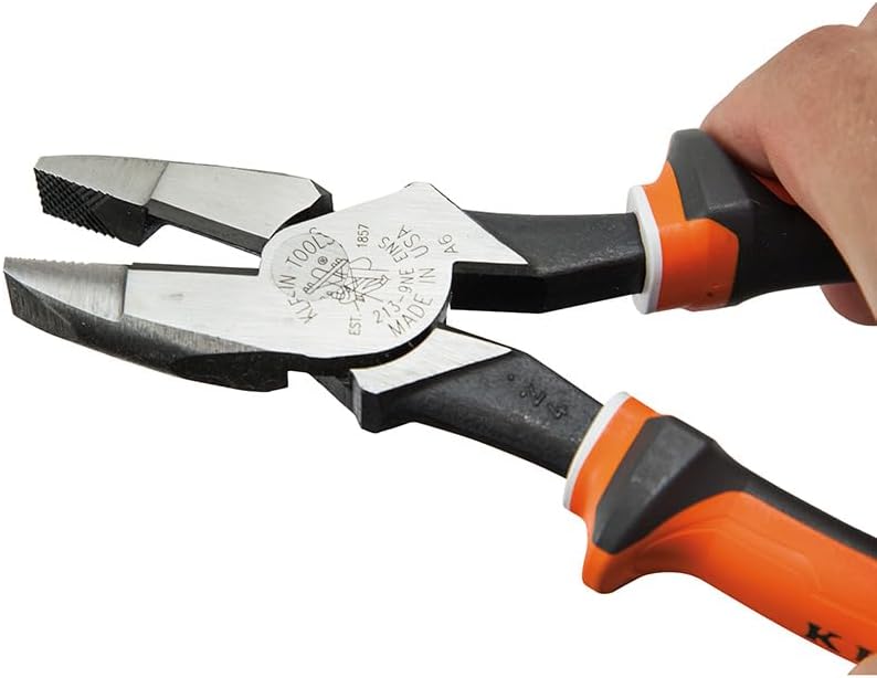 Klein Tools 2139NEEINS Slim Handle Insulated Side Cutter Pliers, Made in USA, Streamline New England Nose with Knurled Jaws, 9-Inch