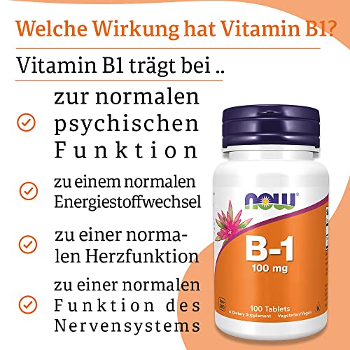 Vitamin B1 von Now Foods, 100 mg, 100 vegane Tabletten