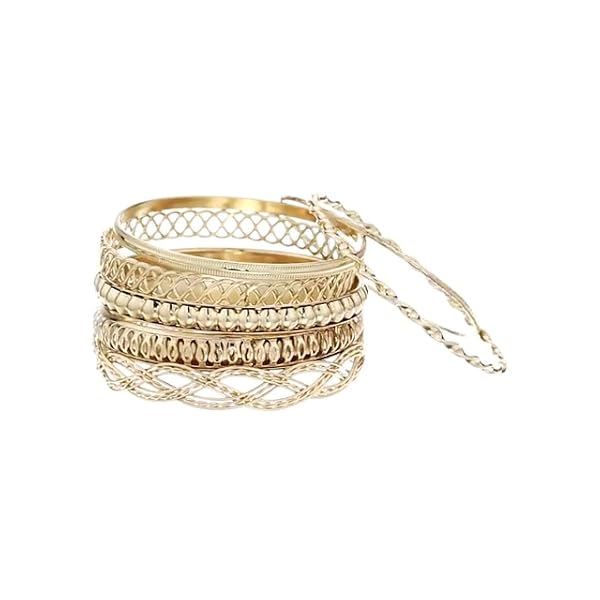 GUESS "Basic" Gold 7 Piece Mixed Bangle Bracelet