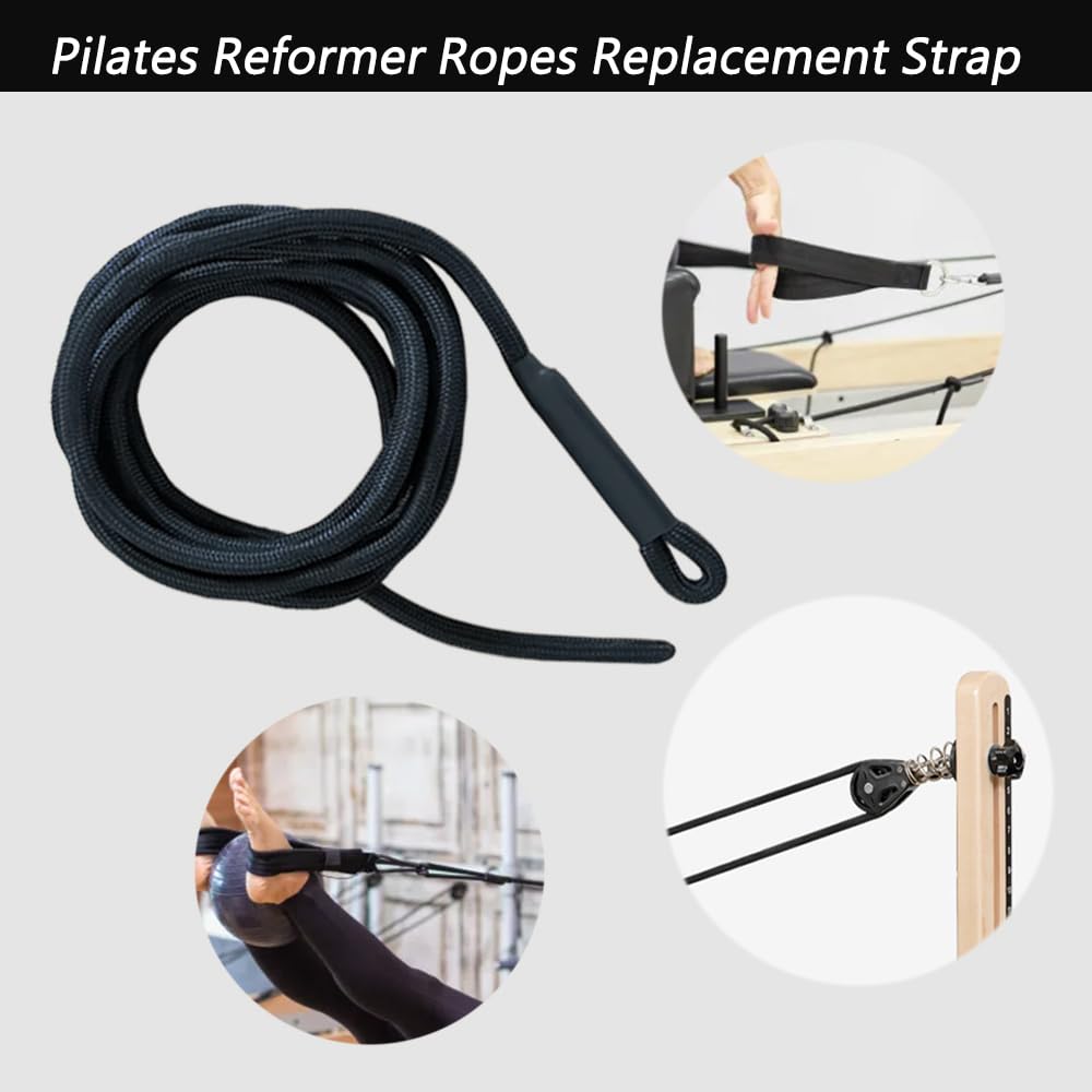 LOOEEL Pilates-Reformer-Zugseil-Teile, Pilates-Reformer-Seile, Ersatzgurt, geeignet für Heimstudio, Verwendung von Yoga-Fitnessgeräten, Kernbett-Zubehör, Yoga-Gurt, 2 Stück.