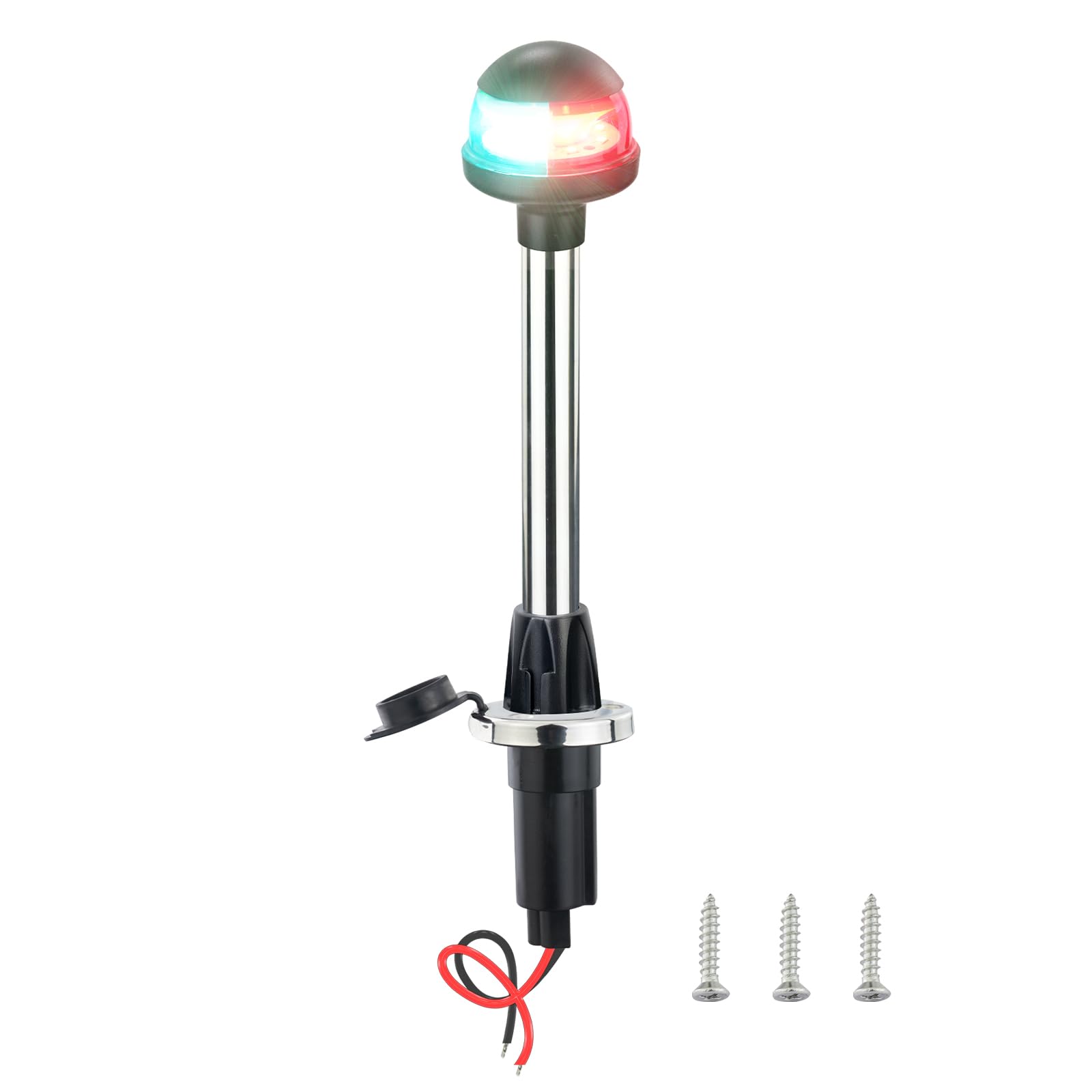 CLGMarine Boat Navigation Lights,Bow Lights for Boats LED,Bi-Color Light Pole Removable 2 Pin Plug-in Mount Base,DC12V 12 Inches