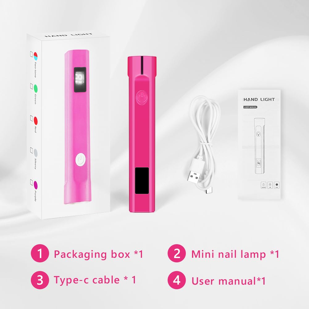 LOPHE Lámpara de Uñas UV de Mano, Secador de Uñas Portátil USB, Recargable Mini Lámpara de Uñas Led UV, Lampara UV LED Uñas Regalo para Salón de Bricolaje en Casa para Mujeres, Colorido Morado