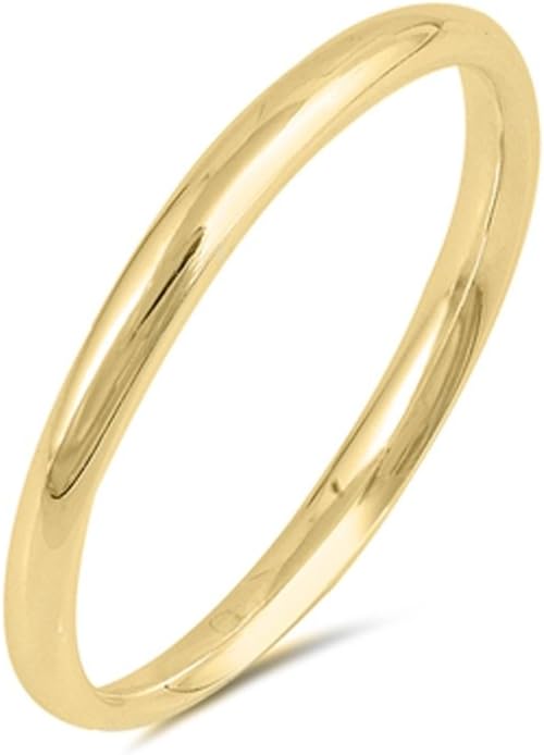CHOOSE YOUR WIDTH Yellow Gold-Tone Sterling Silver Wedding Band Men's Women's Plain Ring