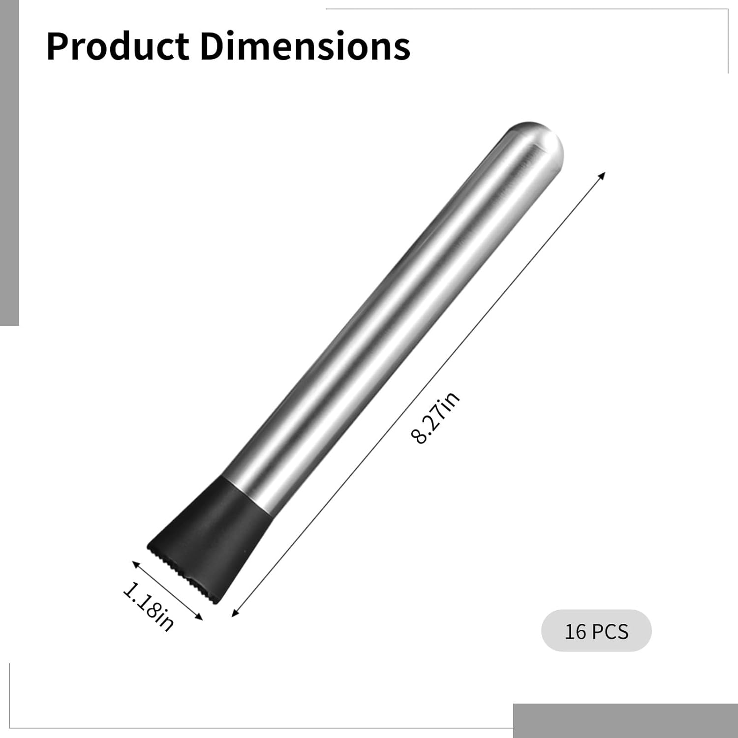 Generic Muddlers For Cocktails, 8.3 In/21 Cm 16 Pcs Steel, Set Cocktails Muddler Drink, Kitchen Mixing Perfect Home Bar For