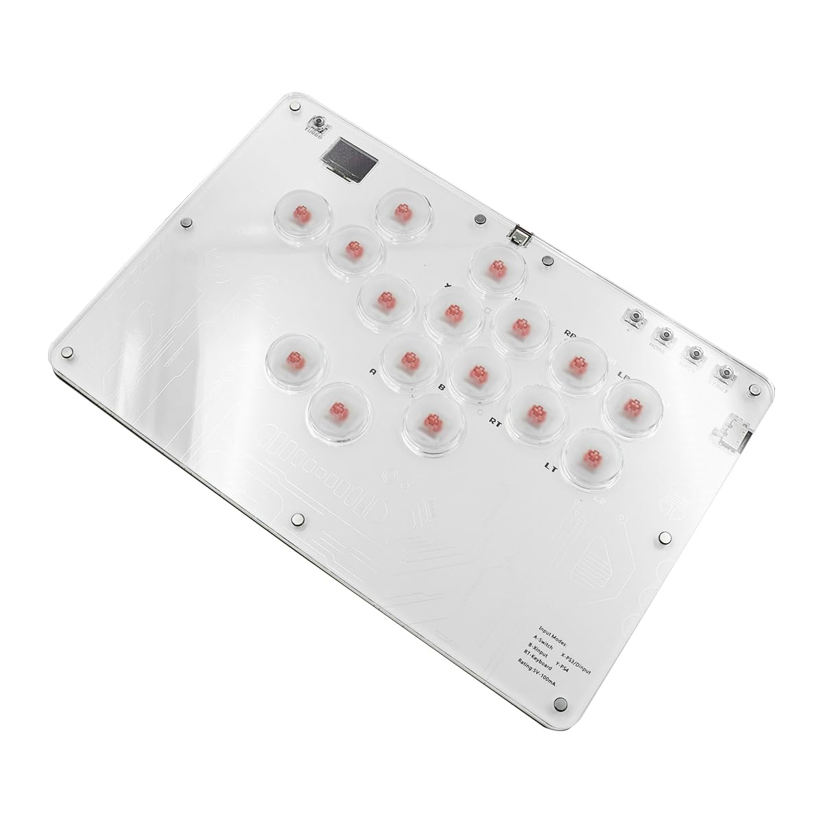 Sarini Tastiera da Combattimento,Console di Gioco Arcade a 16 Pulsanti,Controller di Gioco Joy-Stick Stickless Arcade con RGB Personalizzato per PC/P-S4/PS3/Switch