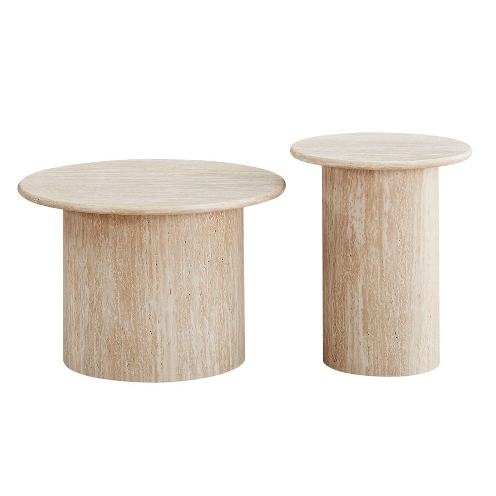 Milton & Oldbrook Set de Table Basse Mezica Look Travertin