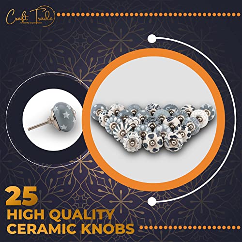 Craft Trade Grey Door Cabinet Knobs for Dresser Drawer Vintage Closet Ceramic Knob Pull Handles Cupboard Wardrobe Knobs for Kitchen Furniture Home Décor - Image 2