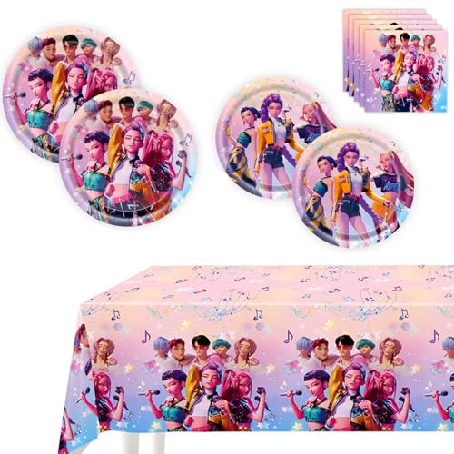 41Pcs Hunters Birthday Decorations 20 Plates 20 Napkins and 1 Tablecover for Boys Girls Kpop Party Supplies