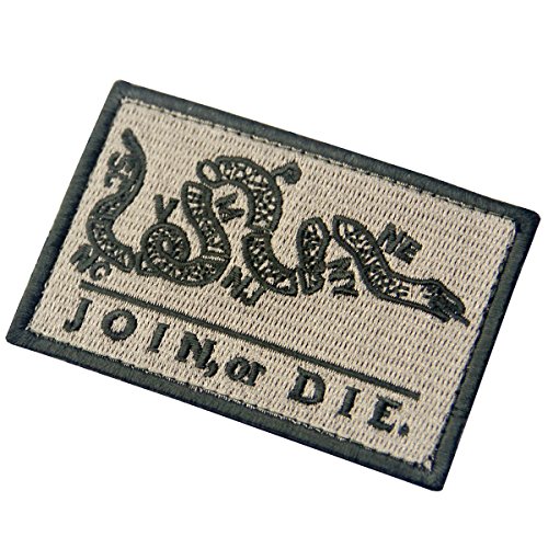 Join Or Die Tactical Embroidered Morale Applique Fastener Hook&Loop Patch - Coyote Tan #TOP3