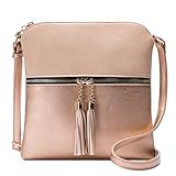 Solene Womens Lightweight Medium Crossbody Purse with Tassel, Perfect Size Crossbody Bags for Daily