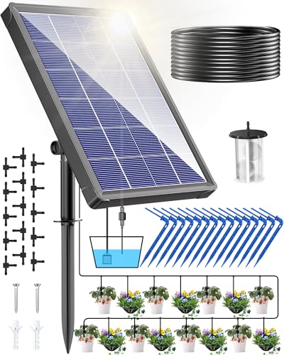 NFESOLAR ソーラー自動散水キット 太陽光で動く、15鉢まで同時に水やり可能な完全ワイヤレス散水システム