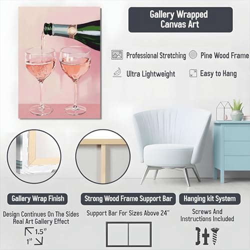 Affiche sur toile champagne rose 21x30cm pour deco salon - 7