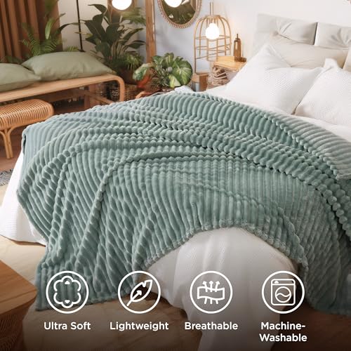 Bedsure GentleSoft King Size Blanket for Bed - Cozy Soft Blankets for Women, Cute Large Fleece Throws for Girls, Sage Green, 108x90 Inches by Bedsure - Image 5
