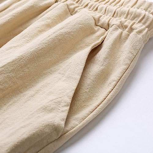 Wankang Men's Linen Cargo Pants Summer Relaxed Casual Beach Travel Pants Lightweight Hiking Joggers Trousers for Men4