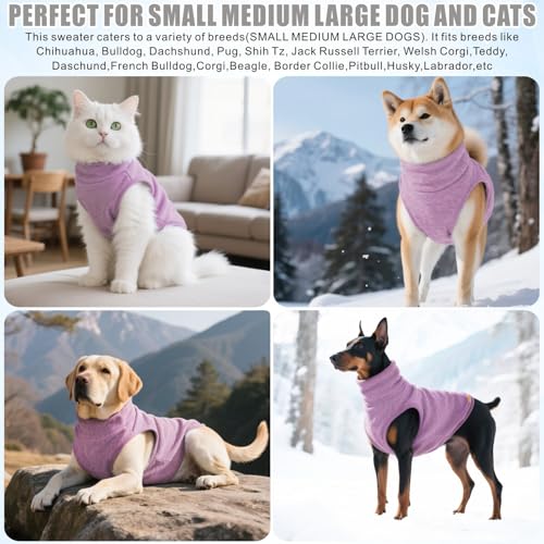 Pull à col roulé pour chien violet 3XL en polaire chaude et douce - 7