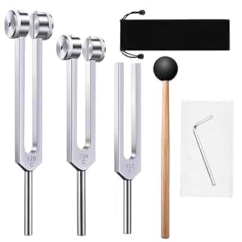 OM136.1HZ Aluminum Alloy Tuning Fork Wood Hammer Sound Healing Therapy Tool Set