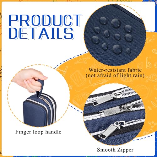 Image of Pencil Case with 3 Compartments, Canvas Zipper Pencil Pouch, Large Pencil bag, Big Pen Case Pouch Organizer for Adults, Pencil Pouches for Middle High School Teen Boys Girls - Blue