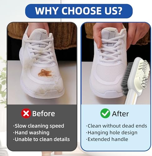 2-in-1 Suede Shoe Brush - Double-Sided Nubuck Cleaner & Rubber Eraser for Effective Suede Care, Long Handle Design for Easy Cleaning & Maintenance of Footwear