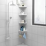 多層棚 浴室 ラック コーナーラック 伸縮式 ステンレス製多層シェルフ 調節可能なバスルームラック収納ラックバスルーム収納ラックシャワースライドロッドバスルームコーナー 収納ラックバスルーム収納ラックシャワースライドロッドバスルームコーナー (3.2メートル) (2.6メートル)