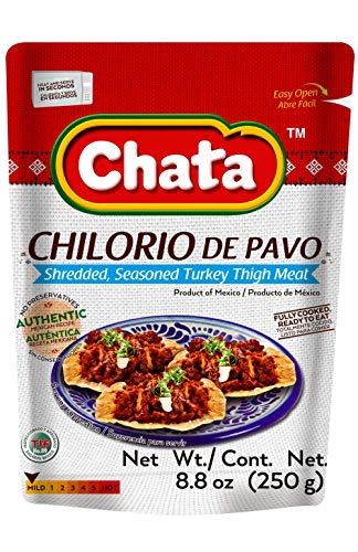 Chata Turkey Chilorio Pouch | Shredded, Seasoned Turkey Meat | Ready-To-Eat | No Preservatives | 8.8 Ounce (Pack Of 12) #TOP4