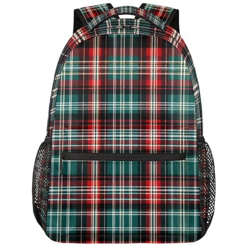 Mochila de 40,6 cm com estampa quadriculada xadrez, retrô, impermeável, leve, mochila ajustável, casual, para homens e mulheres, para viagens, esportes ao ar livre, trabalho, caminhada, academia
