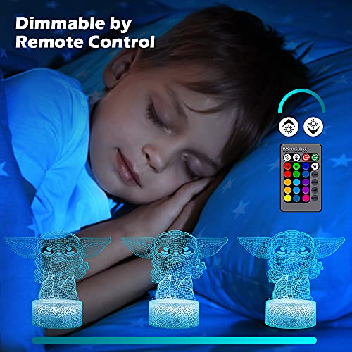 3D Illusion Night Light For Kids, Led Desk Lamp 3 Pattern & 16 Color Change Decor Nightlight, Baby Yoda/Darth Vader/Stormtrooper Toys As Best Gifts For Kids And Star Wars Fans #TOP4