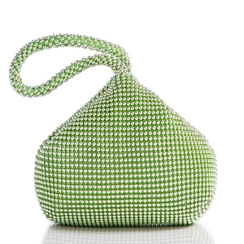 BABEYOND Bolsa feminina vintage elegante triangular com miçangas para festa de formatura e casamento da década de 1920, Verde, One Size