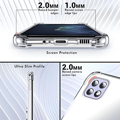 SHIELDS UP Designed for Galaxy A22 5G Case, Samsung A22 Minimalist Wallet Case with Ring Kickstand and Card Holder, Shockproof Bumper TPU Transparent Slim Cover for Samsung Galaxy A22 - Clear