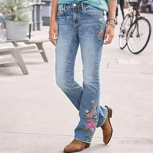 Jeans for Women High Waisted Wide Leg Jean Frayed Retro Straight Leg Skinny Stretch Ripped Denim Pants2