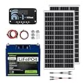 ExpertPower 200W 12V Solar Power Kit | 12V 20Ah LiFePO4 Lithium Battery | 200W Mono Rigid Solar Panels, 20A PWM Solar Charge Controller | RV, Trailer, Camper, Marine, Off Grid, Solar Projects