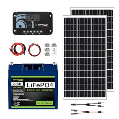 ExpertPower 200W 12V Solar Power Kit | 12V 20Ah LiFePO4 Lithium Battery | 200W Mono Rigid Solar Panels, 20A PWM Solar Charge Controller | RV, Trailer, Camper, Marine, Off Grid, Solar Projects