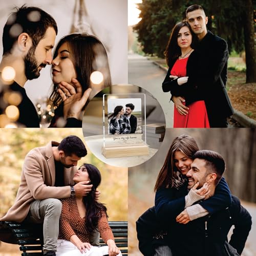 Image of Giftplease Customized Photo Frame with Wooden Stand | Transparent | Personalized Couple Picture Frame Gift for Girlfriend, Boyfriend, Husband, Wife |Anniversary, Wedding, Valentine s Day C 03