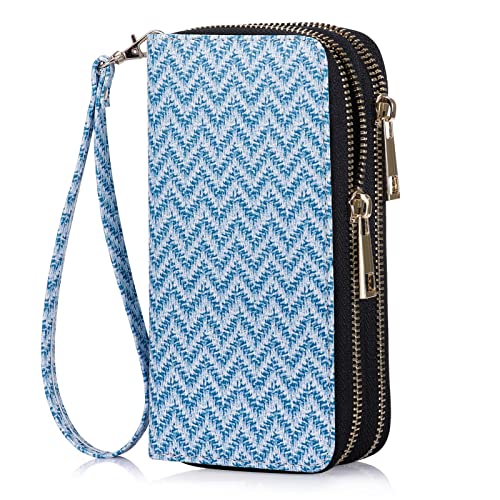 Image of Cellphone Wallet for Women Dual Zipper Long Purse with Removable Wristlet