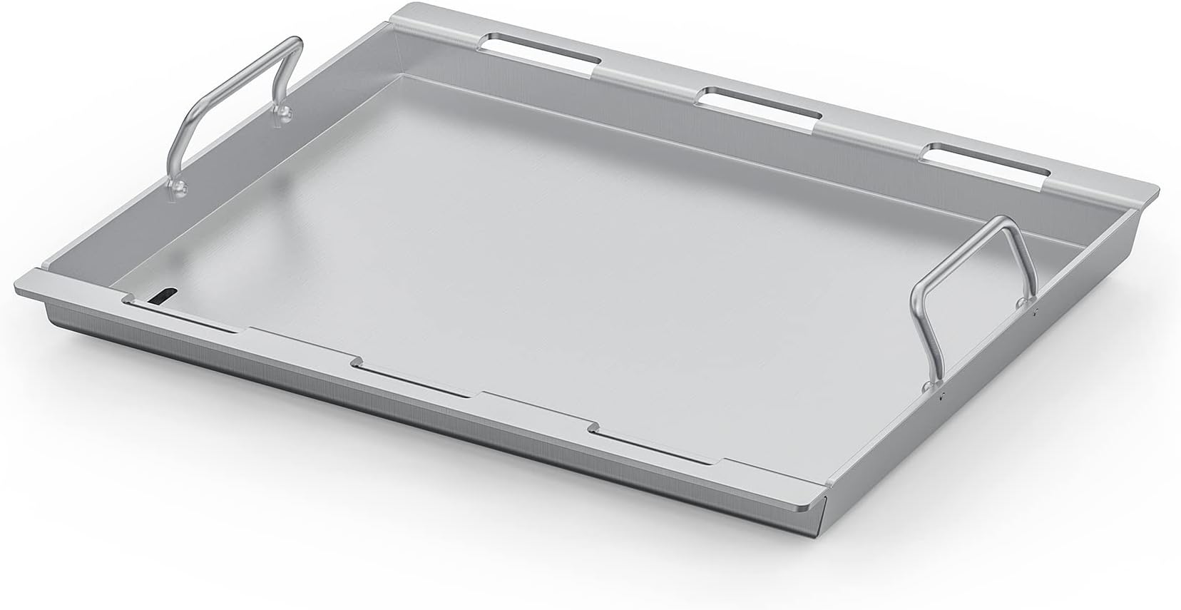 CAVATINY Edelstahl Grillplatte | 54x41x8 cm | Universal BBQ Plancha passend für Weber Gasgrill