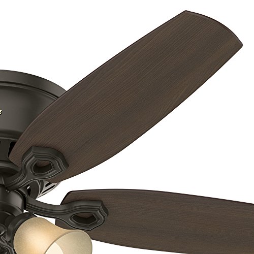 Image of Hunter Fan 52 inch Low Profile Ceiling Fan in New Bronze with Toffee Glass Light Kit, 5 Blade (Renewed)