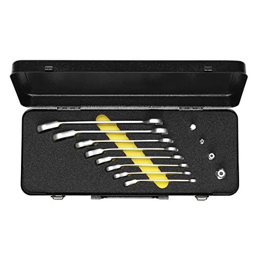 Elora 0204500083002 Satz-Maulschlüssel mit Ringratsche, umschaltbar, 8-teilig, Adaptoren, -204-JS 8M OMS