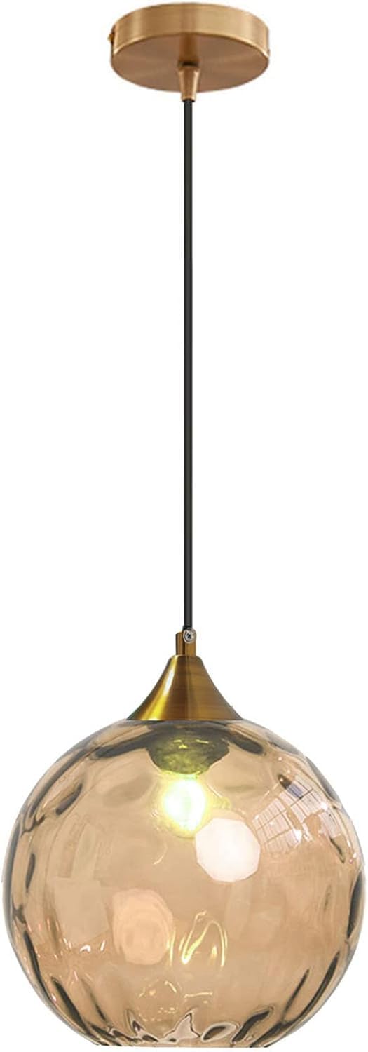 Lampadario a Sospensione a Sfera in Vetro Ondulato con Finitura Oro Lampada a Sospensione a Soffitto Industriale Vintage E27 Per Sala da pranzo Cucina - Ambra