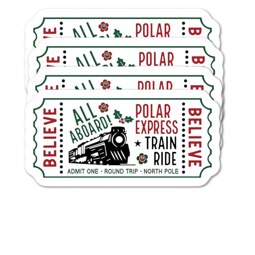 Polar Express 4 Train Ride Tickets Stickers Christmas Magic Tickets