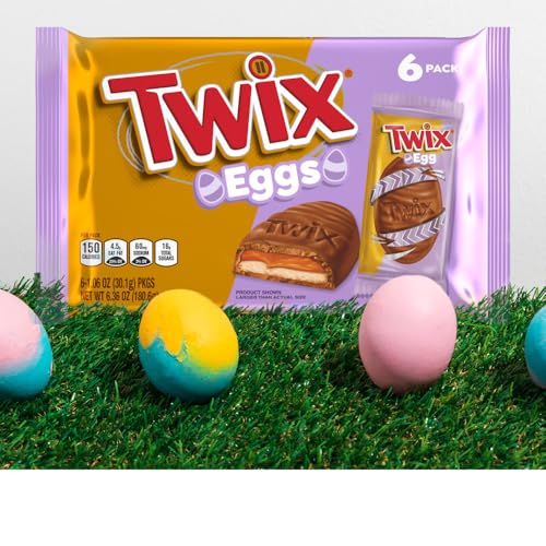 Image of TWIX Eggs Milk Chocolate Caramel Candy Bars Easter Basket Stuffers, 6 Ct Pack