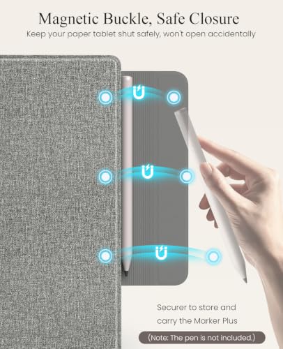 Image of MoKo Case for Remarkable Paper Pure 10.3 inch 2026 with Pen Holder,Denim Gray | Slim protective hard shell folio cover with secure pen holder, Auto Wake & Sleep