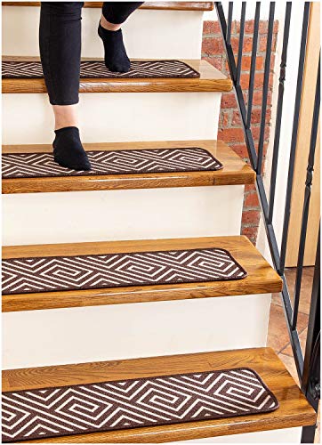 Carpet Stair Treads Non-Slip 8”x30” Brown – (13-Pack) Runners for Wooden Steps