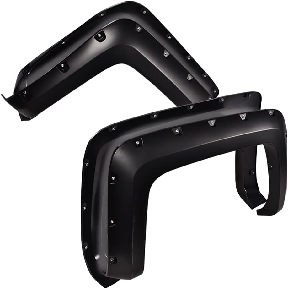 PIT66 Fender Flares Compatible with Chevy Silverado 2500HD 3500HD 2014-2018 6.5'& 8'Long Bed Models(Regular Cab and Extended Cab) Smooth Pocket Bolt-Riveted Style Wheel Fender Flares,Black 4pcs