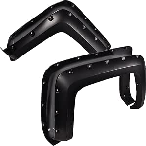 G-PLUS 4-Piece Pocket-Riveted Fender Flares For Chevy Silverado 2014-2018 (6.5' To 8' Bed) - Sleek Black Finish