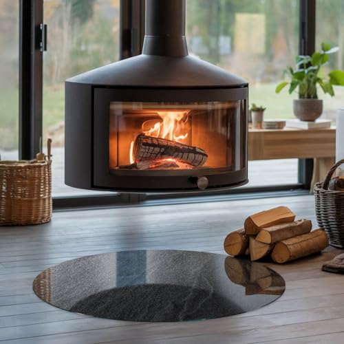 Placa térmica bajo chimenea de 80 cm para proteger tu suelo con diseño 5