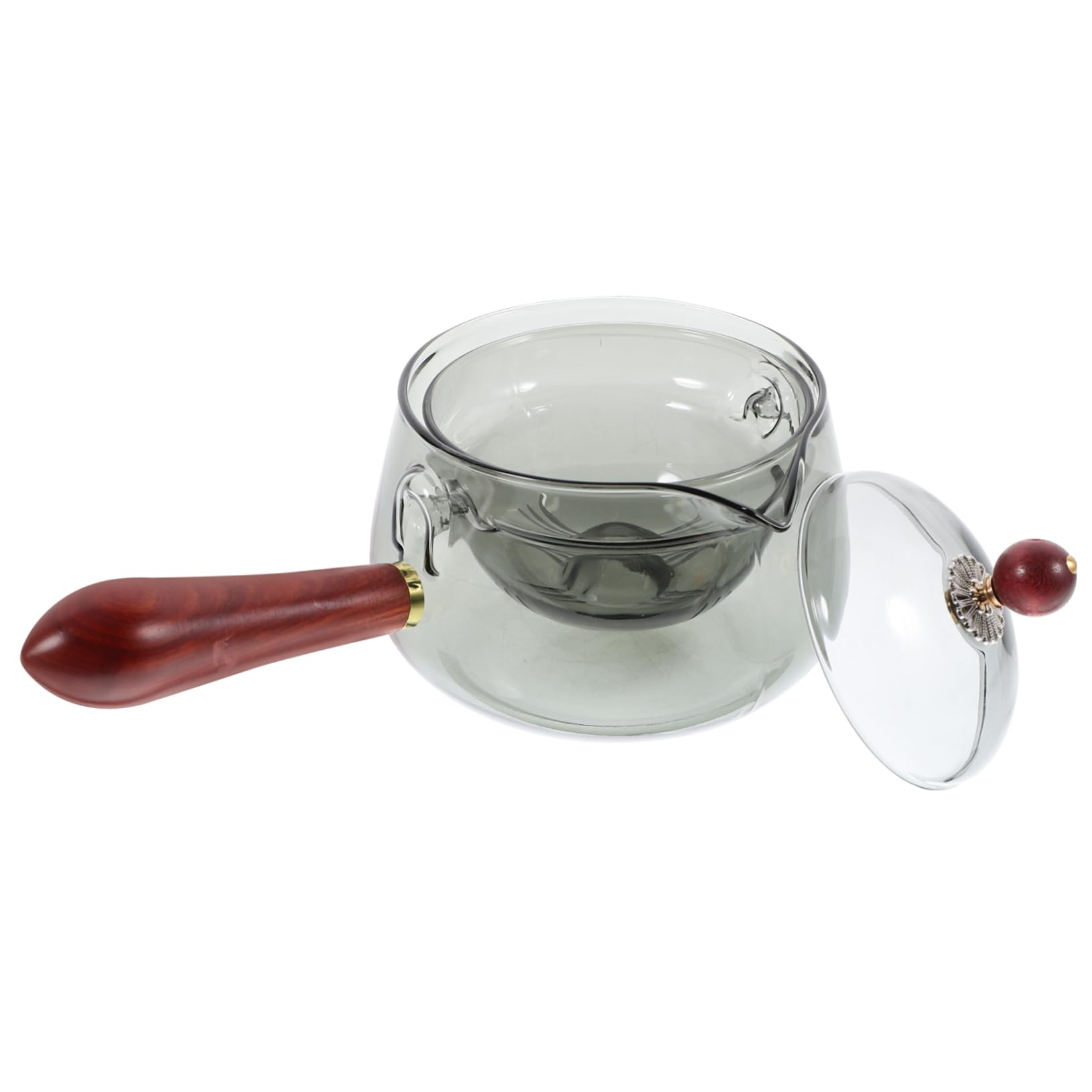 FRCOLOR Teapot Tea Brewing Tools Rotating Kettle Chinese Tea Pot Heat Resistant Tea Brew Pot Loose Tea Brew Pot Glass Glass Teaware North American Walnut High Borosilicate Glass
