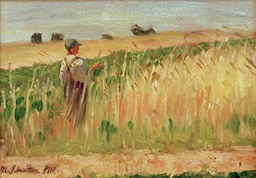 Lienzo de pintura mural de 60x90cm con obra clásica de granjero en campo de trigo 1