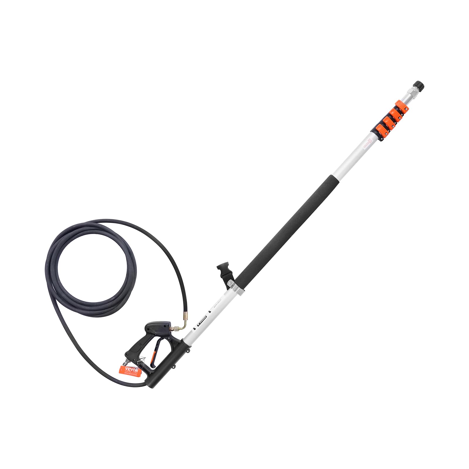 VEVOR Lance Télescopique pour Nettoyeur Haute Pression 6358 mm, Baguette de Pulvérisation Télescopique 4000 psi avec Rallonges, Coupleur Pivotant, 7 Buses, Harnais de Support Réglable, pour Gouttière