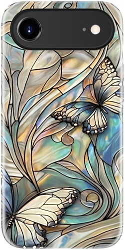 Image of Goodon for iPhone Air Case Cute - Wireless Charging Compatible - Dual-Layer Hard Shell + Silicone Cover - Protective Phone Case with Trendy Designs for Women - Butterflies Blue Gold