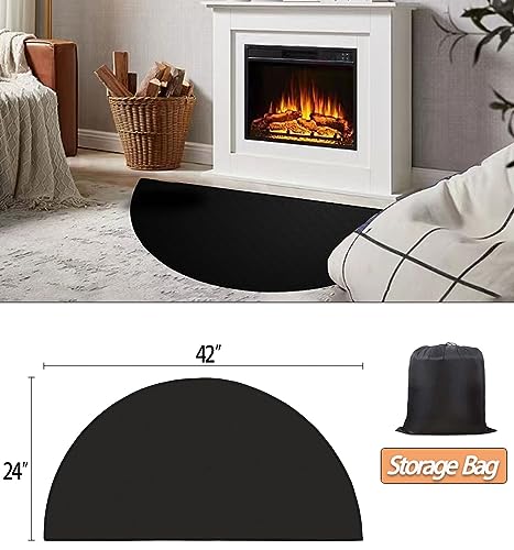 Ahpuhtan Fireproof Fireplace Mat, 24 x 42 Inch Hearth Rugs for Fireplaces, Half Round Hearth Rug Pad for Fireplace Floor Protector, Fireplace Rugs for Wood Stove Indoor Outdoor - Image 2